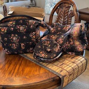 Classic Retired Original Chocolate Floral Quilted Women's Bag Set